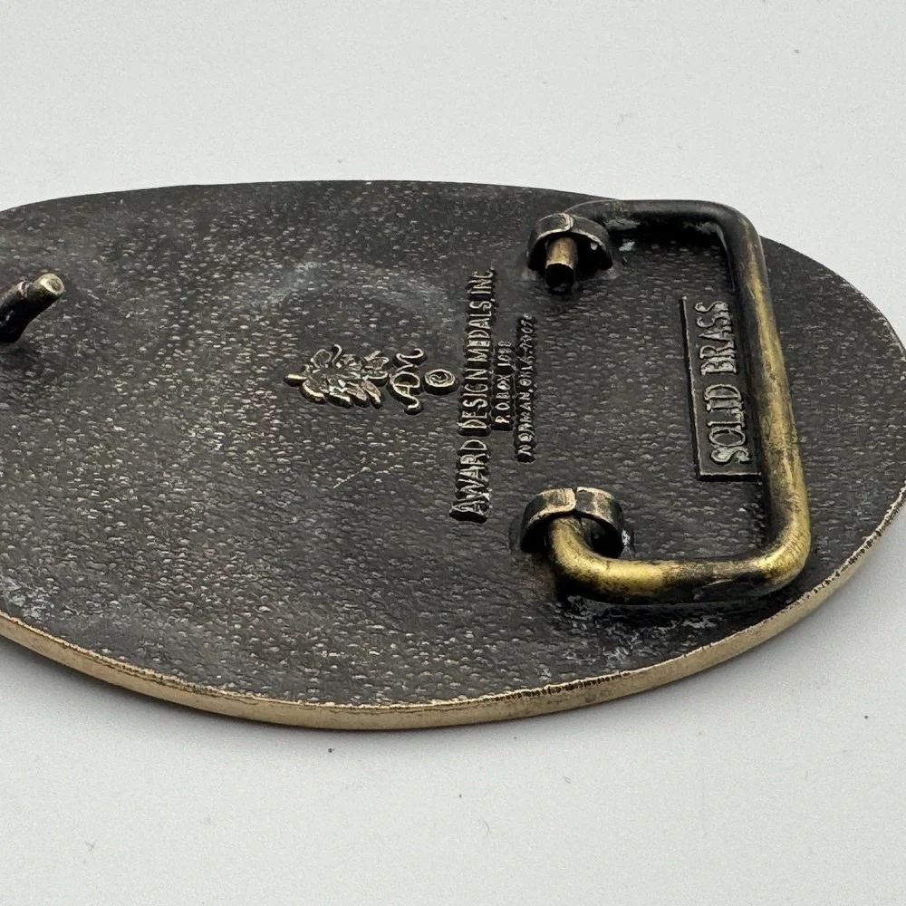 Vintage BC Manufacturing Inc Solid Brass Belt Buckle Award Design Medals Oil Gas